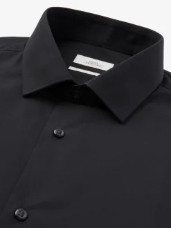 Black Slim Fit Easy Care Single Cuff Smart Shirt