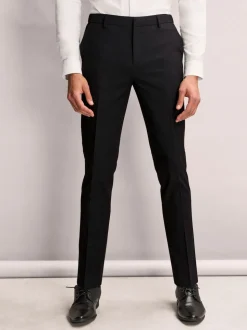 Black Slim Fit Elasticated Waist Motionflex Stretch Smart Trousers