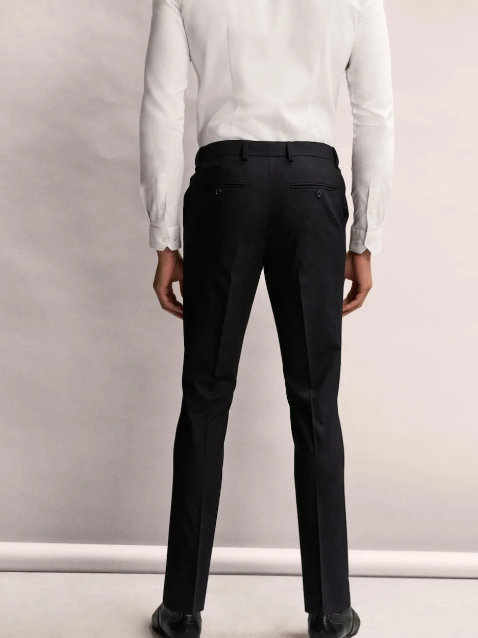 Black Slim Fit Elasticated Waist Motionflex Stretch Smart Trousers