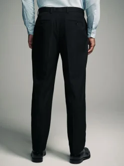 Black Slim Fit Flannel Suit Trousers