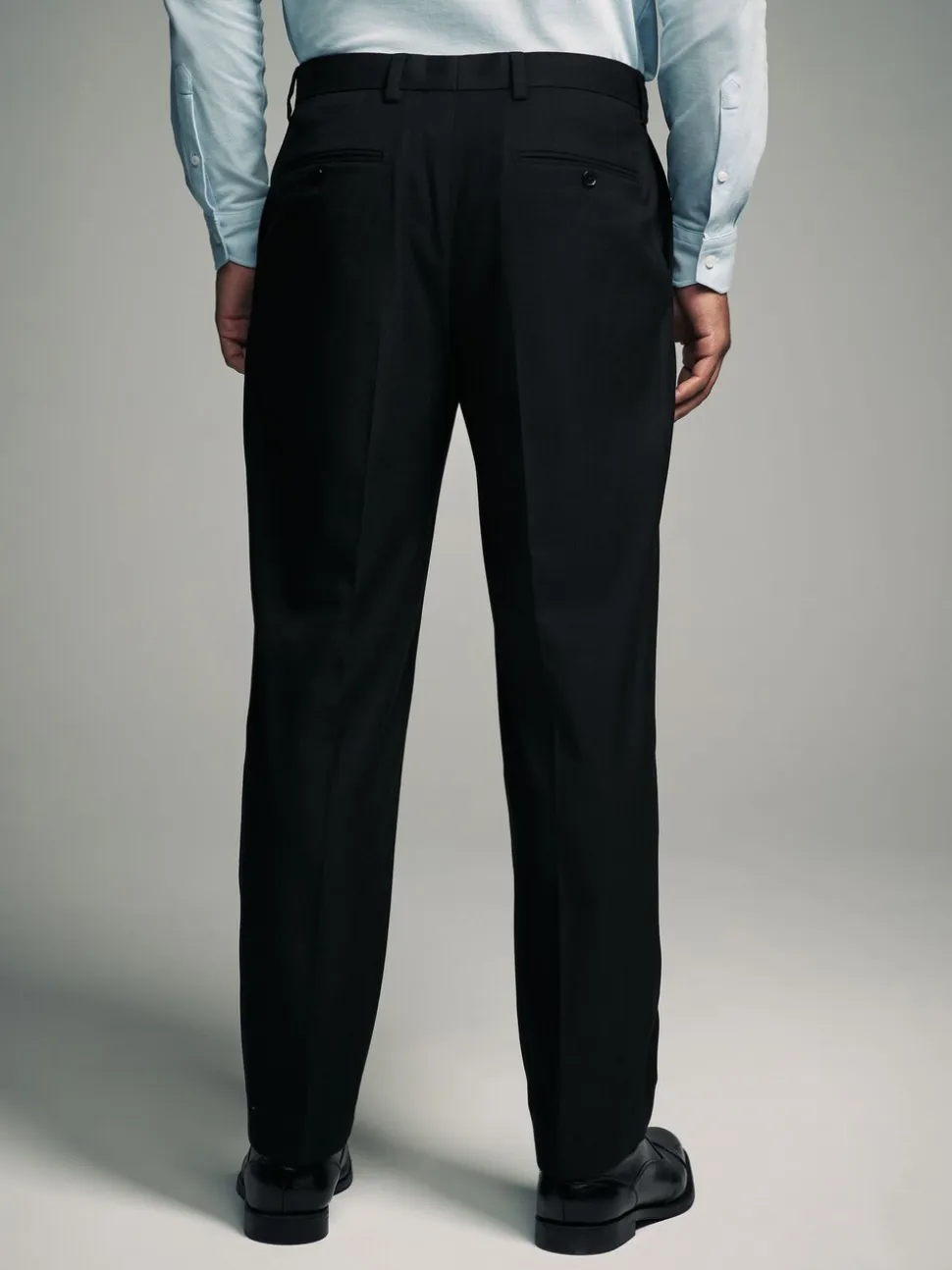 Black Slim Fit Flannel Suit Trousers
