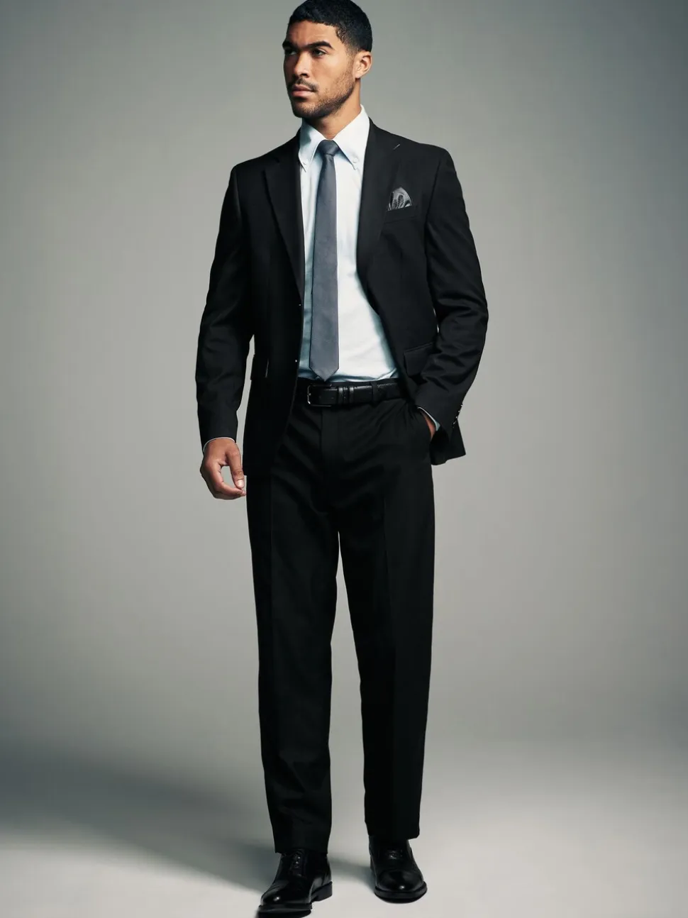 Black Slim Fit Flannel Suit Trousers