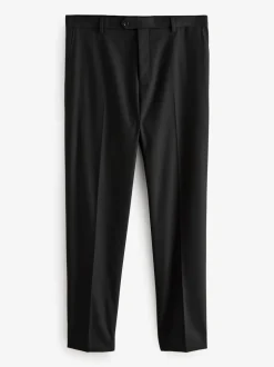 Black Slim Fit Flannel Suit Trousers