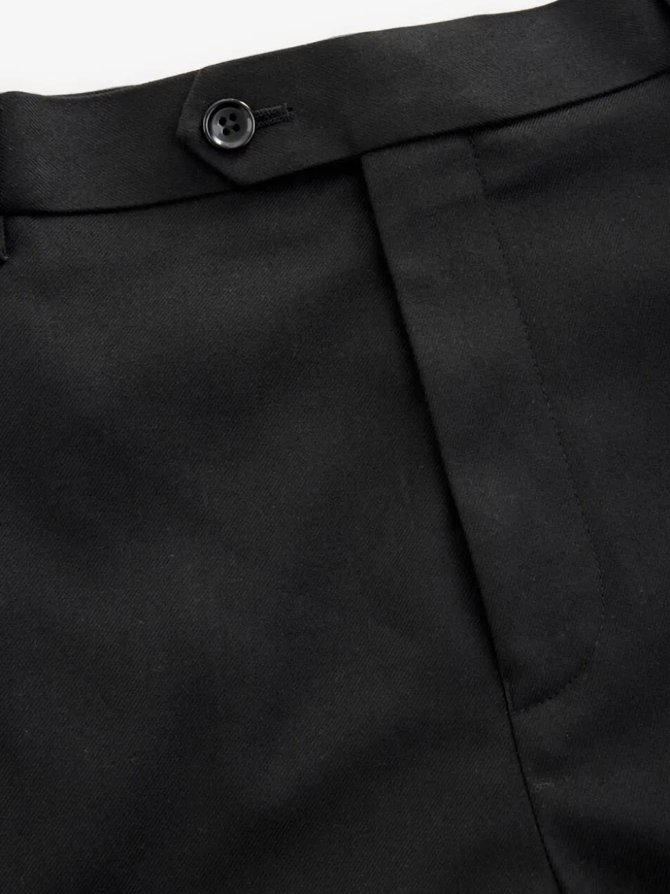 Black Slim Fit Flannel Suit Trousers