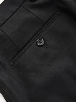 Black Slim Fit Flannel Suit Trousers