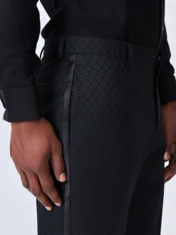 Black Slim Fit Jacquard Suit Trousers