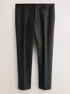 Black Slim Fit Jacquard Suit Trousers