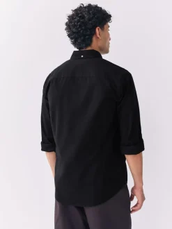 Black Slim Fit Long Sleeve Oxford Shirt