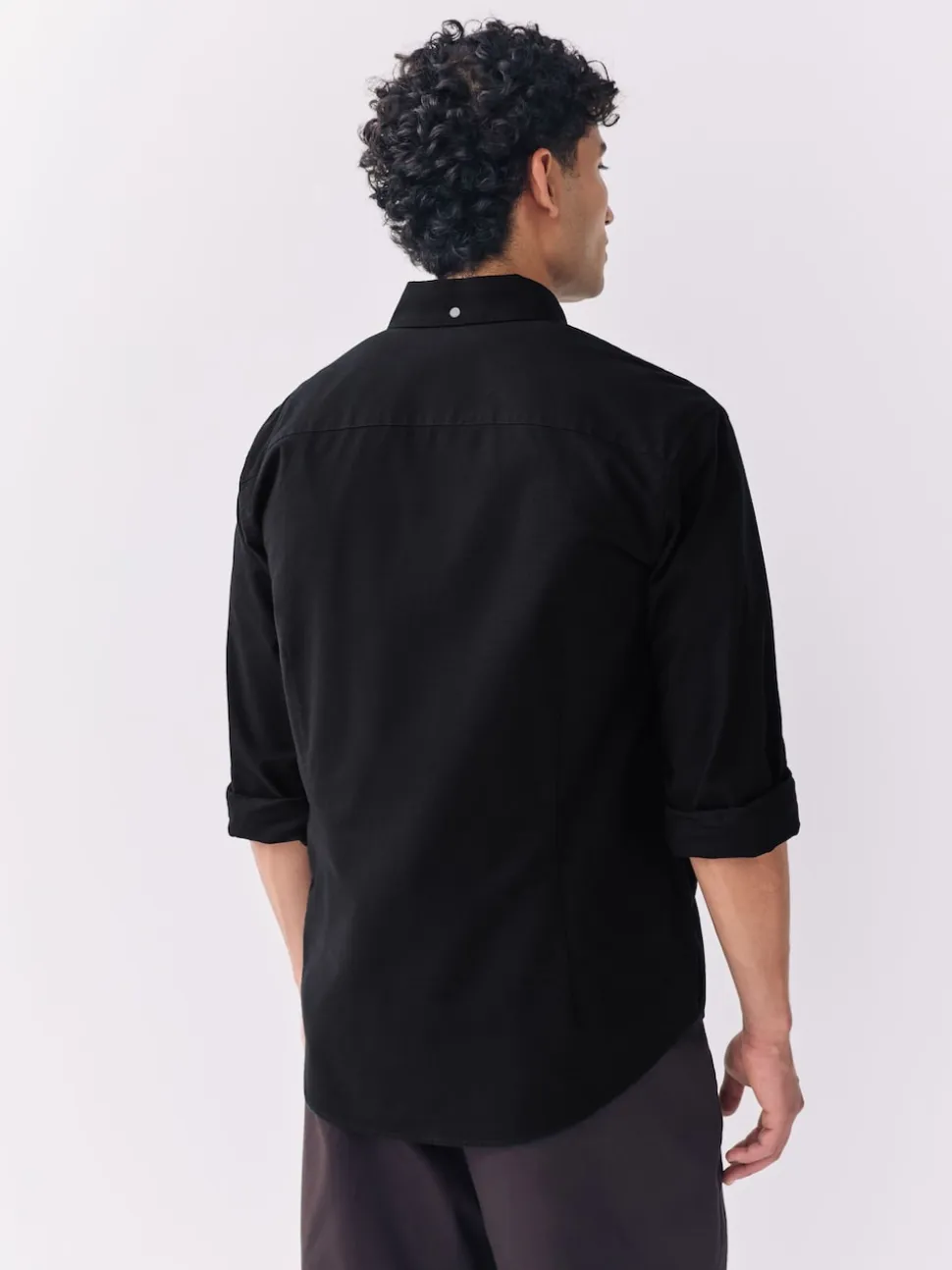 Black Slim Fit Long Sleeve Oxford Shirt