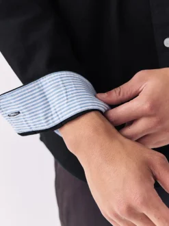 Black Slim Fit Long Sleeve Oxford Shirt