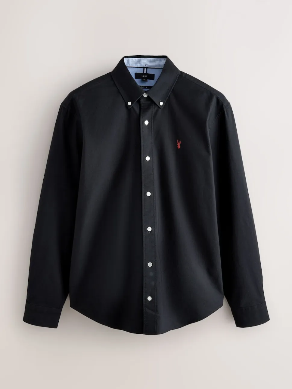 Black Slim Fit Long Sleeve Oxford Shirt