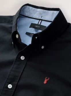 Black Slim Fit Long Sleeve Oxford Shirt