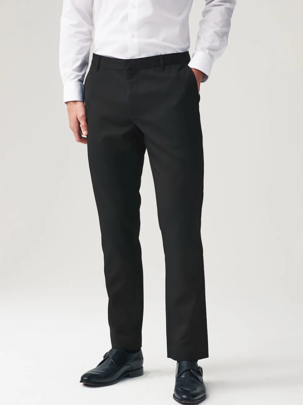 Black Slim Fit Plain Front Smart Trousers 2 Pack