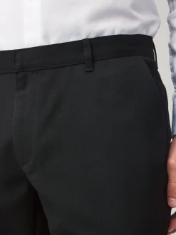 Black Slim Fit Plain Front Smart Trousers 2 Pack