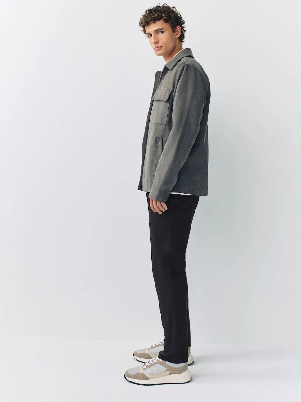 Black Slim Fit Pleated Stretch Chinos Trousers With Elasticated Waist