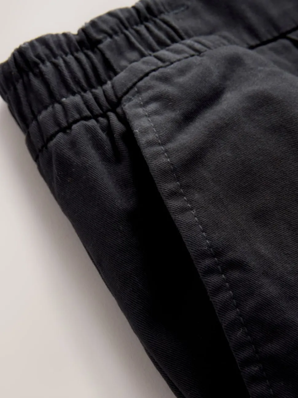 Black Slim Fit Pleated Stretch Chinos Trousers With Elasticated Waist