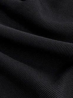 Black Slim Fit Ribbed Vest