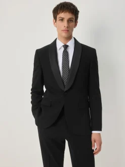 Black Slim Fit Sequin Tuxedo Suit Jacket