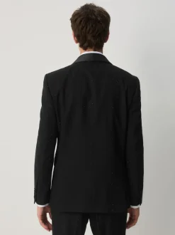Black Slim Fit Sequin Tuxedo Suit Jacket