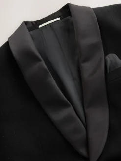 Black Slim Fit Sequin Tuxedo Suit Jacket
