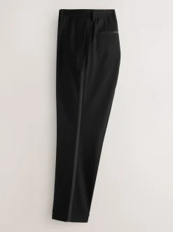 Black Slim Fit Sequin Tuxedo Suit Trousers