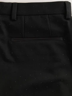 Black Slim Fit Sequin Tuxedo Suit Trousers