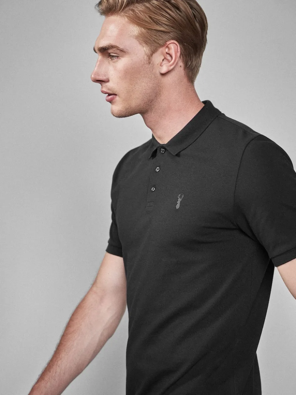 Black Slim Fit Short Sleeve Pique Polo Shirt