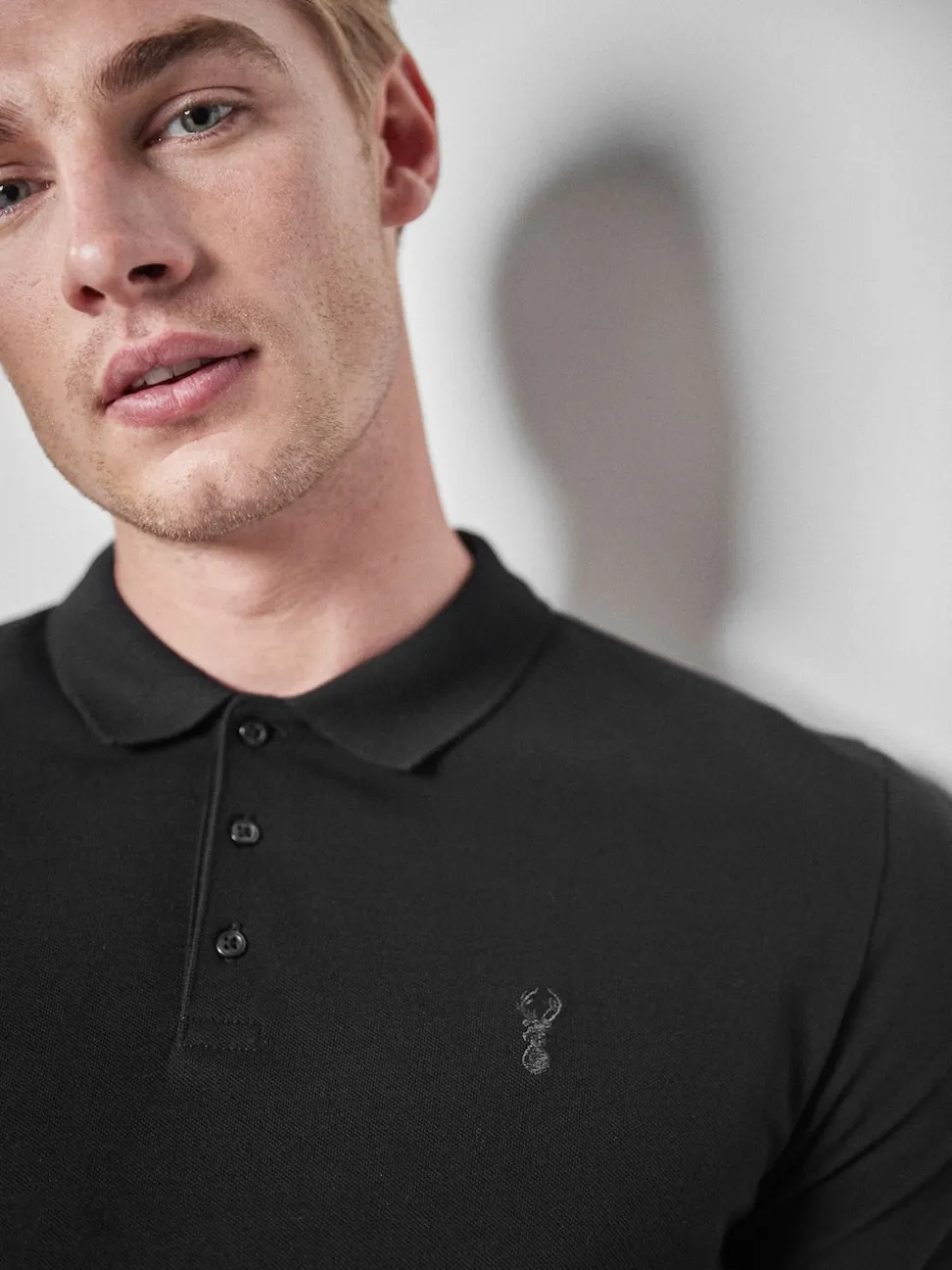 Black Slim Fit Short Sleeve Pique Polo Shirt