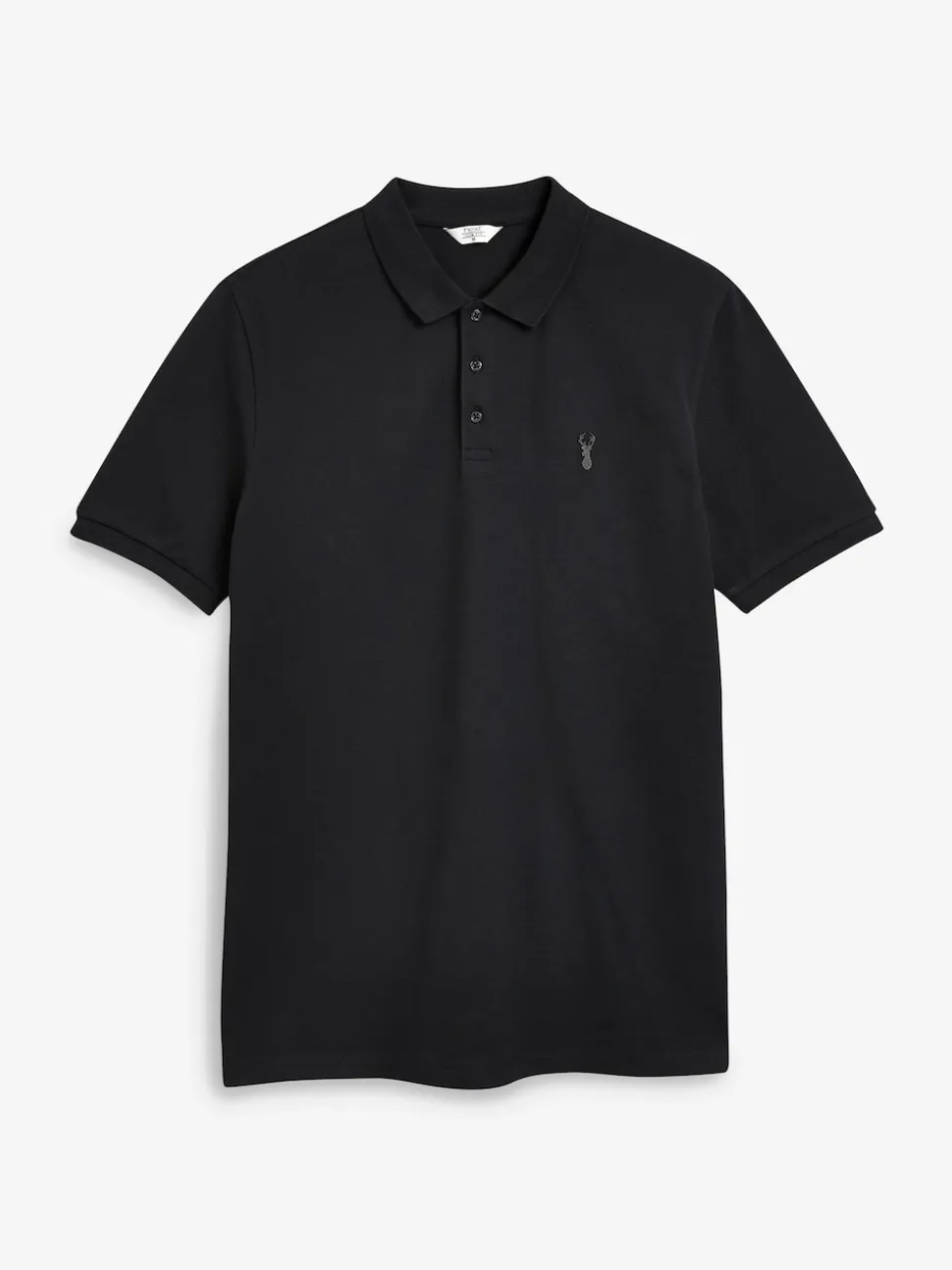 Black Slim Fit Short Sleeve Pique Polo Shirt