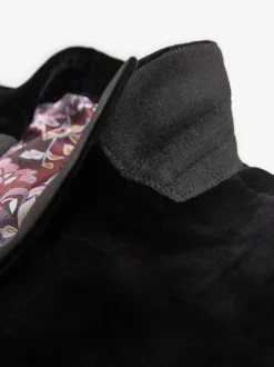 Black Slim Fit Signature Pontoglio Italian Velvet Blazer