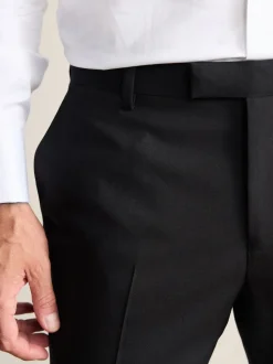 Black Slim Fit Signature Nova Fides 100% Italian Wool Tuxedo Suit Trousers