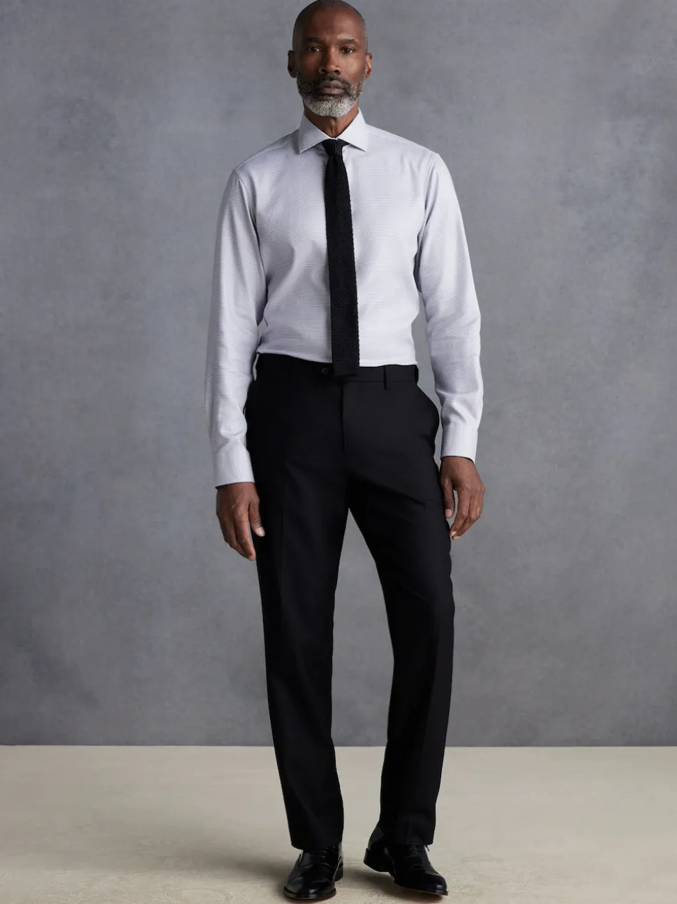 Black Slim Fit Signature 100% Wool Trousers With Motion Flex Waistband