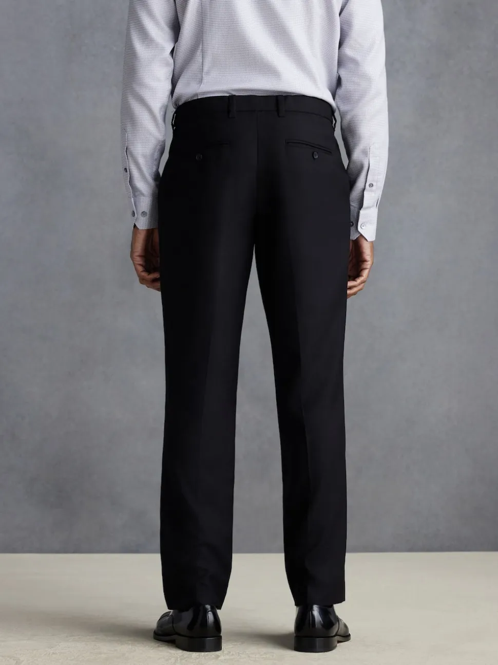 Black Slim Fit Signature 100% Wool Trousers With Motion Flex Waistband