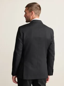 Black Slim Fit Signature Nova Fides 100% Italian Wool Tuxedo Suit Jacket