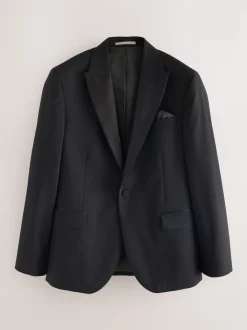 Black Slim Fit Signature Nova Fides 100% Italian Wool Tuxedo Suit Jacket