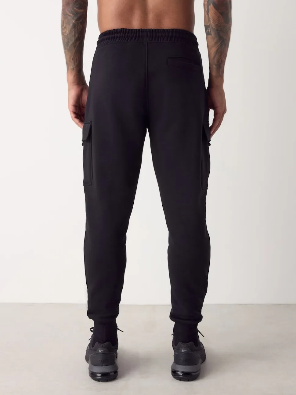 Black Slim Fit Slim Fit Brushback Heavyweight Cargo Joggers