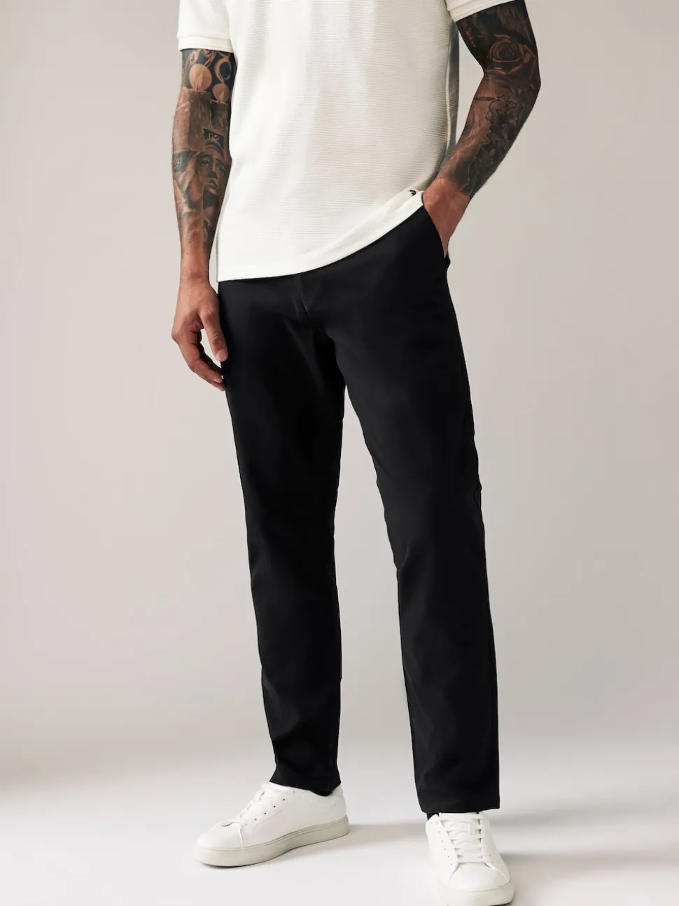 Black Slim Fit Stretch Chinos Trousers
