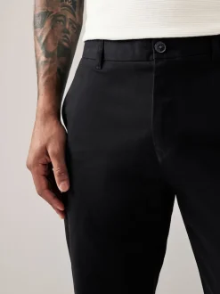 Black Slim Fit Stretch Chinos Trousers
