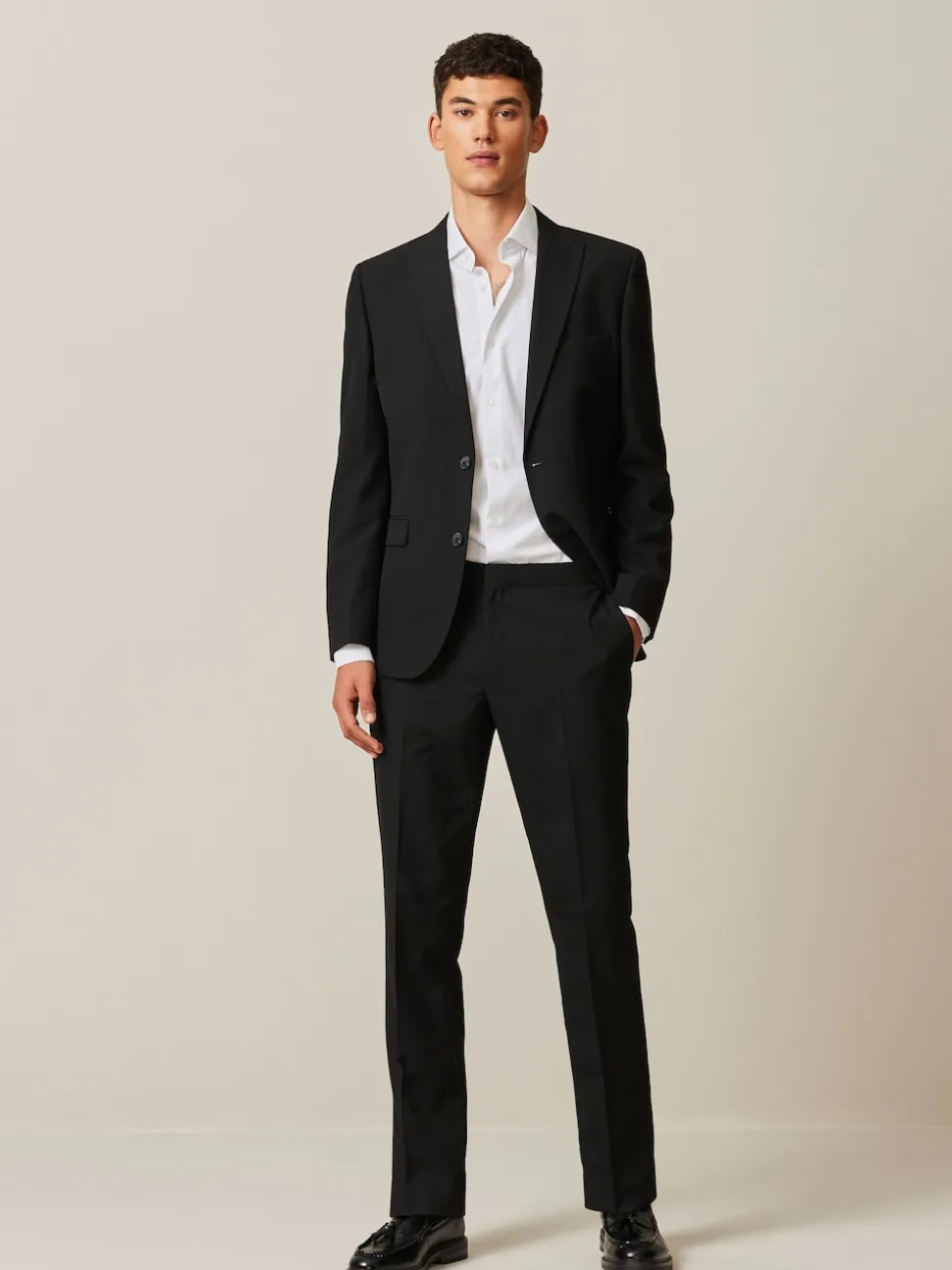 Black Slim Fit Suit Trousers With Side Adjuster
