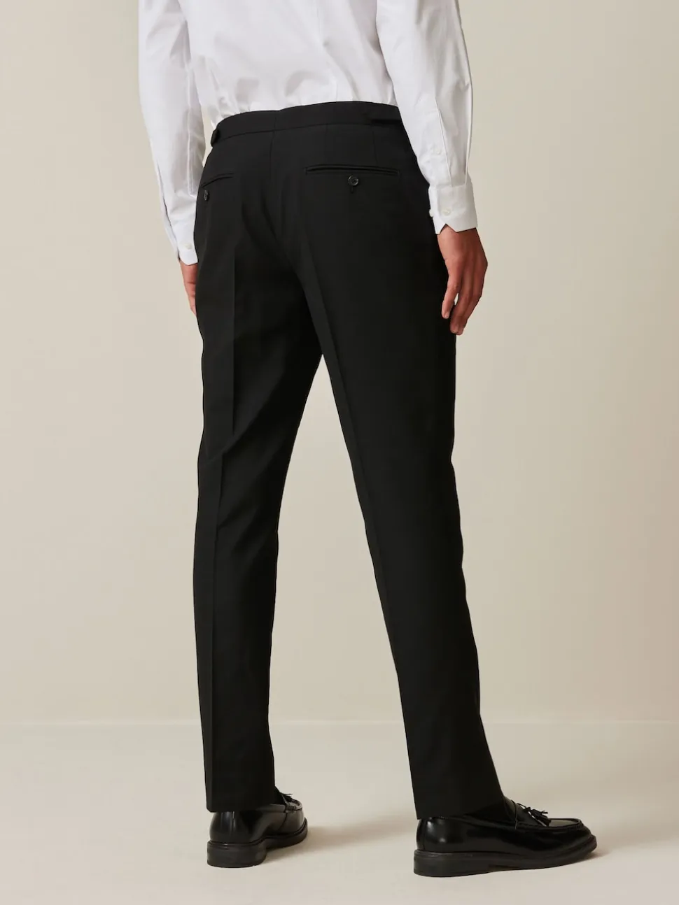 Black Slim Fit Suit Trousers With Side Adjuster