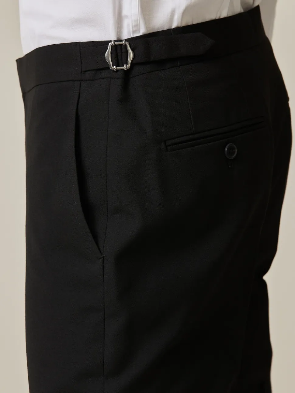 Black Slim Fit Suit Trousers With Side Adjuster