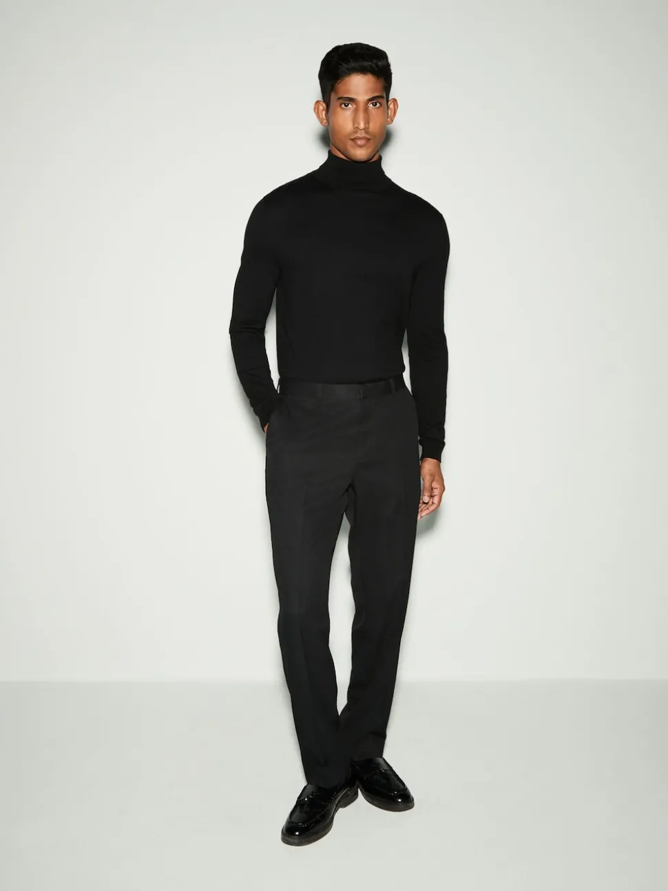 Black Slim Fit Tape Detail Textured Tuxedo Trousers