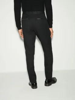 Black Slim Fit Tape Detail Textured Tuxedo Trousers
