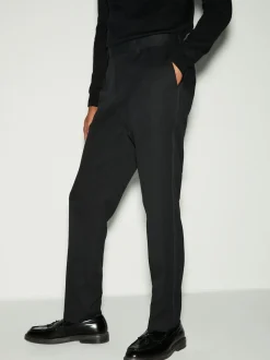 Black Slim Fit Tape Detail Textured Tuxedo Trousers