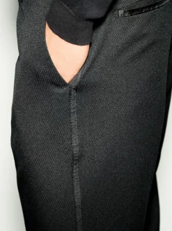 Black Slim Fit Tape Detail Textured Tuxedo Trousers