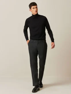 Black Slim Fit Textured Smart Trousers