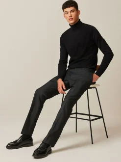 Black Slim Fit Textured Smart Trousers