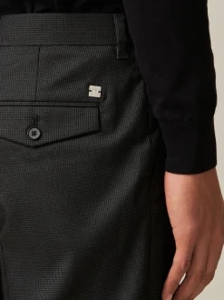 Black Slim Fit Textured Smart Trousers