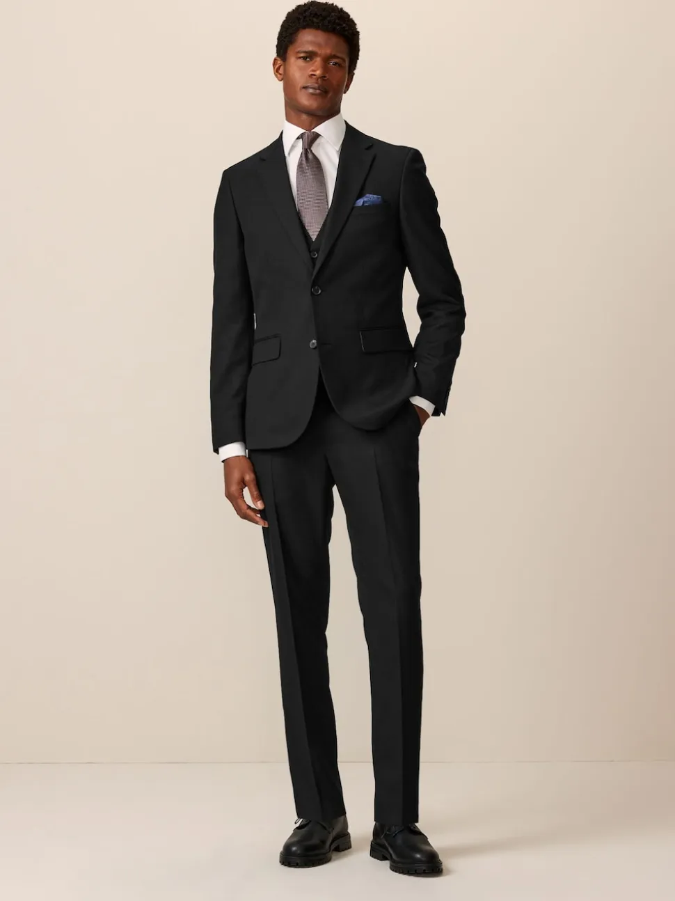 Black Slim Fit Textured Suit Trousers