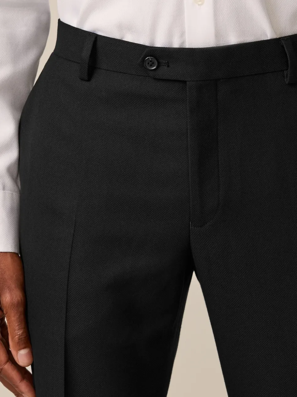 Black Slim Fit Textured Suit Trousers